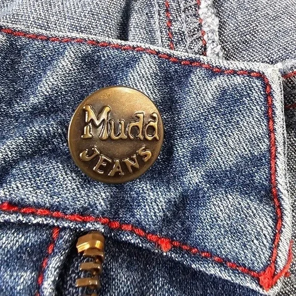 Y2K Mudd Jeans Bell Bottom Flare Denim pant Women's 28 Blue Wash Snap Button‎ - Picture 15 of 17